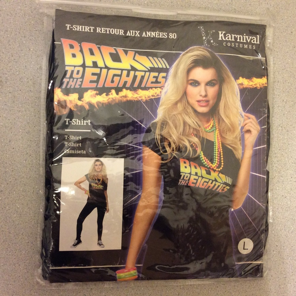 Karnival 1980's Back To The Eighties T-Shirt Halloween Costume Off Shoulder L